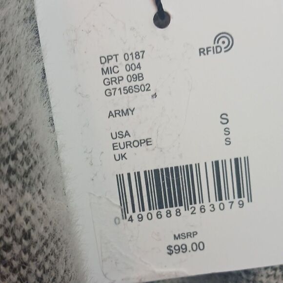 Gibson * Latimer Women' army green leopard print open front sweater/cardigan (S) - Picture 9 of 12